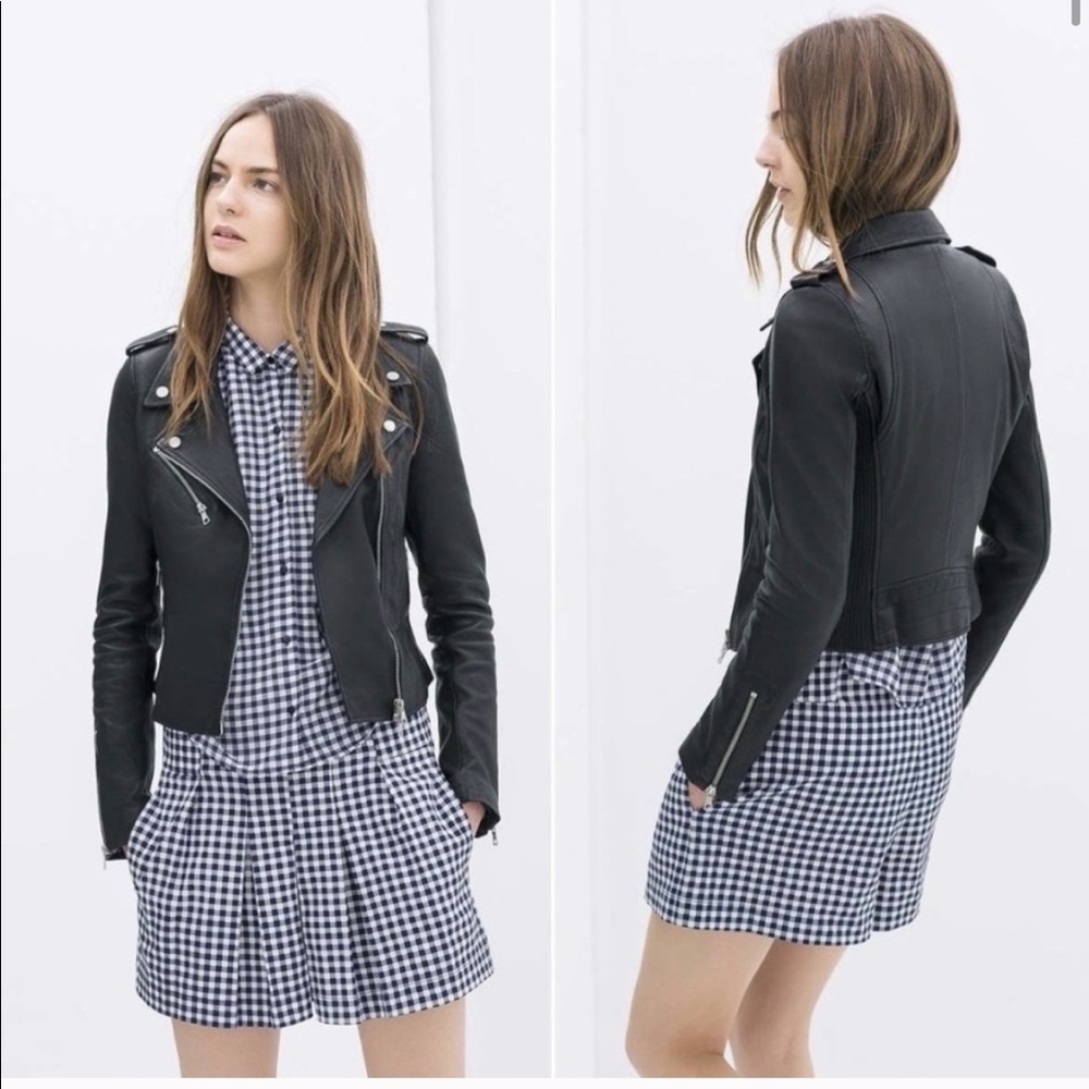 Zara AUTHENTIC Leather Jacket Sz L